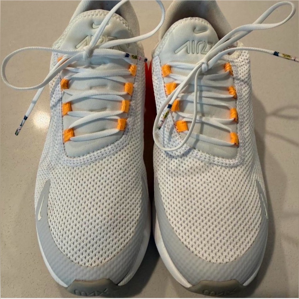 Nike Kids Air Max 270 - White with Orange and Pink Accents Size 7.5